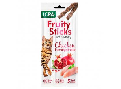 Фото - ласощі Lora Fruity Sticks Chicken and Pomegranate ласощі для дорослих кішок КУРКА ТА ГРАНАТ