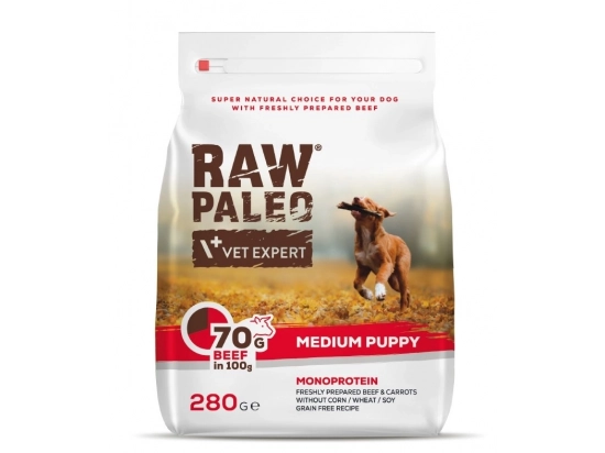 Фото - сухой корм Vet Expert Raw Paleo (Роу Палео) Medium Puppy Beef сухой корм для щенков средних пород ГОВЯДИНА