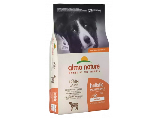 Фото - сухой корм Almo Nature Holistic Maintenance Medium Adult Dog With Fresh Lamb сухой корм для взрослых собак средних пород ЯГНЕНОК