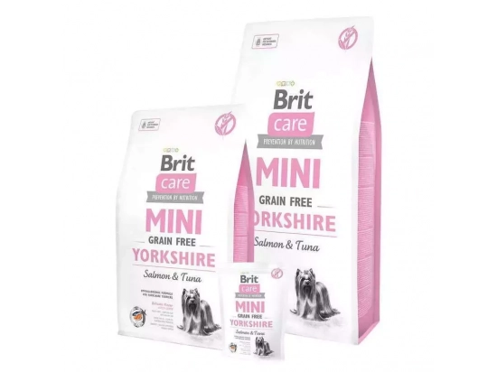 Фото - сухой корм Brit Care Dog Grain Free Mini Yorkshire Salmon & Tuna беззерновой сухой корм для йоркширских терьеров ТУНЕЦ и ЛОСОСЬ