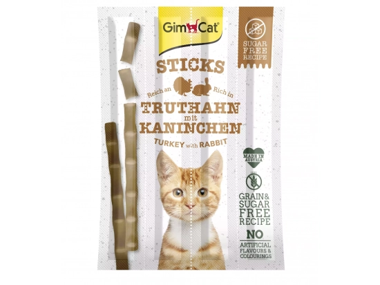 Фото - лакомства Gimcat STICKS TRUTHAN UND HEFE (ПАЛОЧКИ ИНДЕЙКА И КРОЛИК) лакомство для кошек