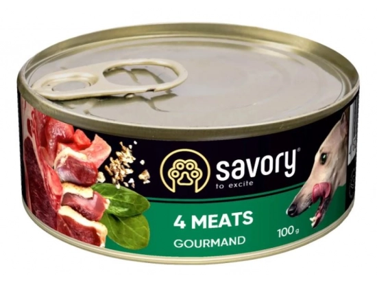 Фото - влажный корм (консервы) Savory (Сейвори) GOURMAND 4 MEATS влажный корм для взрослых собак (4 вида мяса)