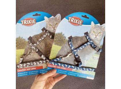 Фото 6 -  шлейки, нашийники Trixie нейлонова шлейка з повідцем для кішок з черепами (41894)