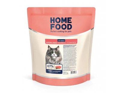 Фото - сухой корм Home Food (Хоум Фуд) Cat Adult Hairball Control For Sterilised Turkey корм для котов для выведение шерсти из желудка ИНДЕЙКА И ЯГОДЫ