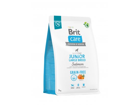 Фото - сухий корм Brit Care Dog Grain Free Junior Large Breed Salmon беззерновий сухий корм для шкіри та шерсті молодих собак великих порід ЛОСОСЬ