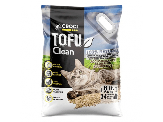 Фото - наповнювачі Croci TOFU CLEAN Соєвий наповнювач для котячого туалету, без аромату