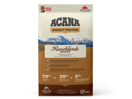 Фото - сухой корм Acana Highest Protein Ranchlands Recipe корм для собак всех пород, ГОВЯДИНА, ЯГНЕНОК и СВИНИНА