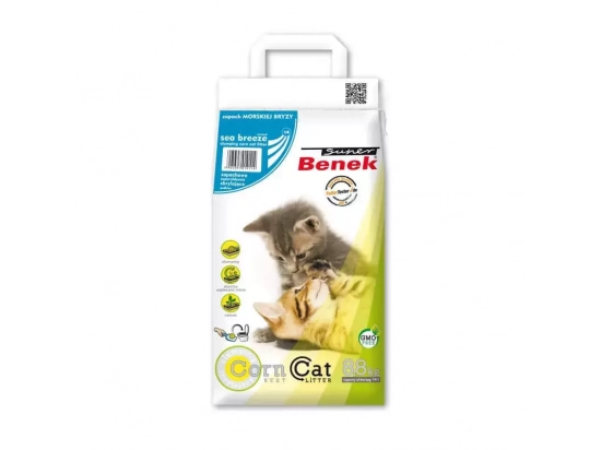 Фото - наповнювачі Super Benek (Супер Бенек) CORN LINE CAT LITTER SEA BREEZE кукурудзяний наповнювач для котячого туалету АРОМАТ МОРСЬКОЇ СВІЖОСТІ