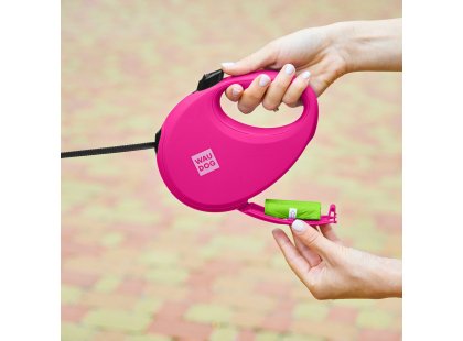 Фото 6 -  рулетки WAUDOG R-leash повідець рулетка з контейнером для пакетів, світловідбивна стрічка, рожевий