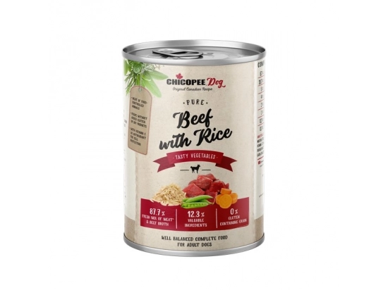 Фото - вологий корм (консерви) Chicopee PURE ADULT BEEF & RICE консерви для дорослих собак ЯЛОВИЧИНА ТА РИС