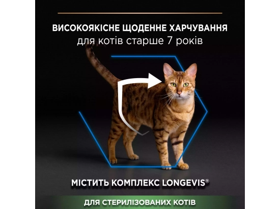 Фото - сухий корм Purina Pro Plan (Пуріна Про План) Sterilised Senior 7+ Longevis Turkey сухий корм для стерилізованих кішок старше 7 років ІНДИЧКА