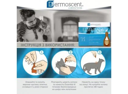 Фото 4 -  лечебные средства Dermoscent (Дермосент) Essential 6 spot-on - Средство по уходу за кожей и шерстью кошек