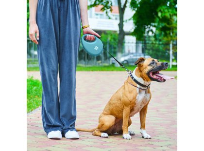 Фото 4 -  рулетки WAUDOG R-leash поводок рулетка с контейнером для пакетов, светоотражающая лента, голубой