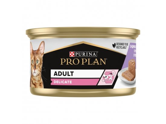 Фото - влажный корм (консервы) Purina Pro Plan (Пурина Про План) Adult Delicate Turkey влажный корм для кошек с чувствительным пищеварением, кусочки в паштете ИНДЕЙКА