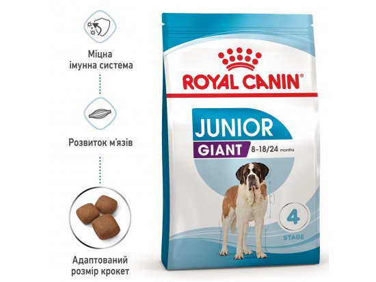 Фото - сухий корм Royal Canin GIANT JUNIOR (ЮНІОРИ ГІГАНТСЬКИХ ПОРОД) корм для цуценят від 8-24 місяців