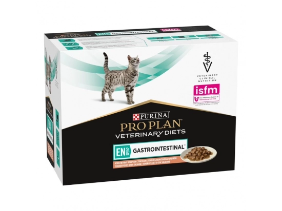 Фото - ветеринарные корма Purina Pro Plan (Пурина Про План) Veterinary Diets EN Gastrointestinal Salmon влажный лечебный корм для кошек c заболеваниями ЖКТ, ЛОСОСЬ