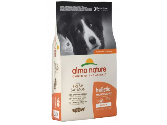 Фото - сухой корм Almo Nature Holistic MAINTENANCE MEDIUM ADULT DOG WITH FRESH SALMON сухой корм для взрослых собак средних пород ЛОСОСЬ