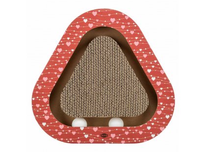 Фото - Trixie Когтеточка треугольная из картона ко дню Св. Валентина с мячиками, красный когтеточки, с домиками Trixie Когтеточка треугольная из картона ко дню Св. Валентина с мячиками, красный