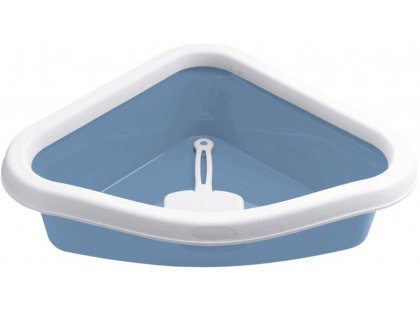 Фото 2 -  туалеты, лотки Stefanplast (Стефанпласт) Sprint Corner угловой туалет с бортиком и лопаткой, сине-стальной