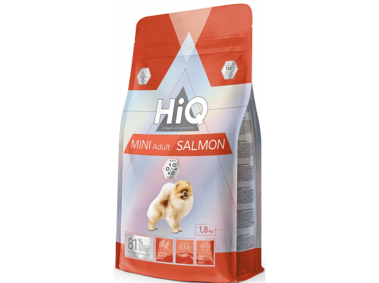 Фото - сухий корм HiQ Mini Adult Salmon корм для дорослих собак малих порід ЛОСОСЬ