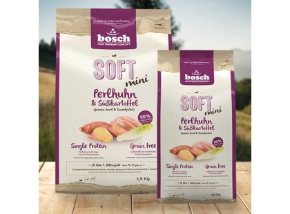 Фото - BOSCH (Бош) HPC Soft Mini Perlhuhn & Subkartoffel беззерновой полувлажный корм для собак мелких пород ЦЕСАРКА И БАТАТ сухой корм BOSCH (Бош) HPC Soft Mini Perlhuhn & Subkartoffel беззерновой полувлажный корм для собак мелких пород ЦЕСАРКА И БАТАТ