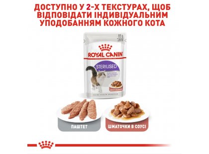 Фото - влажный корм (консервы) Royal Canin STERILISED in GRAVY консервированный корм для стерилизованных кошек