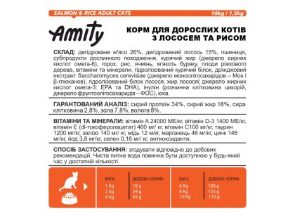 Фото 4 -  сухой корм Amity SALMON & RICE корм для взрослых кошек ЛОСОСЬ И РИС
