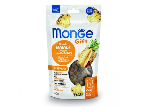 Фото - лакомства Monge Cat Gift Fussy Adult Pork,Pineapple & Cheese лакомство для привередливых кошек СВИНИНА, АНАНАСЫ и СЫР