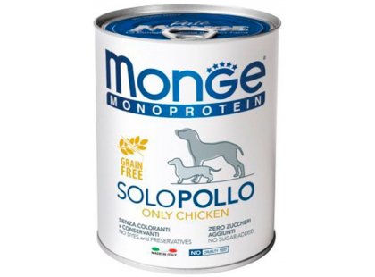 Фото - вологий корм (консерви) Monge Dog Monoprotein Adult Chicken монопротеїновий вологий корм для собак КУРКА, паштет