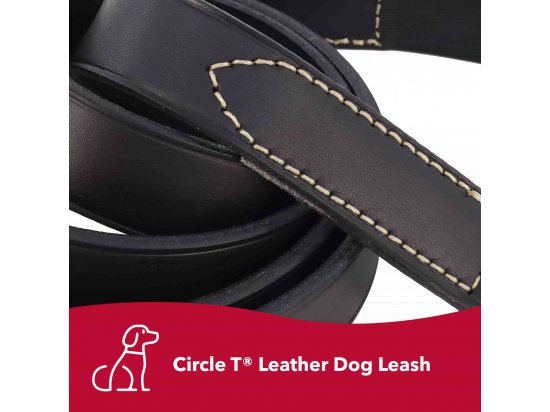 Фото - амуніція Coastal (Костал) Circle-T Dog Leash шкіряний повідець для собак, ЧОРНИЙ