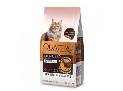 Фото 2 -  сухий корм Quattro Sterilised Chicken сухий беззерновий корм для стерилізованих котів, КУРКА