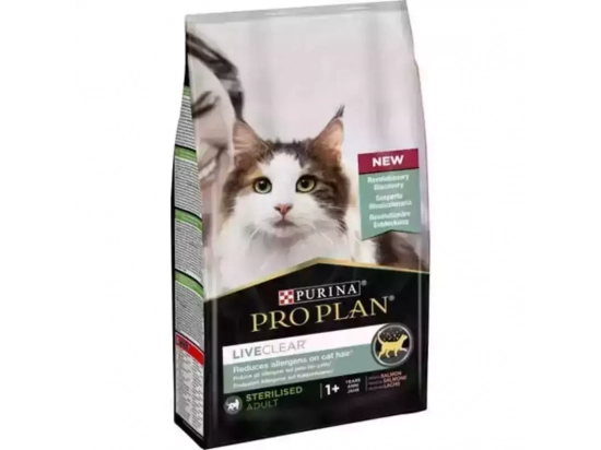 Фото - сухий корм Purina Pro Plan (Пурина Про План) Adult LiveClear Sterilised Salmon сухий корм для стерилізованих кішок для зменшення алергенів ЛОСОСЬ