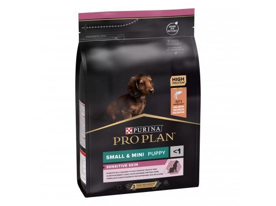 Фото - сухий корм Purina Pro Plan (Пуріна Про План) Puppy Small & Mini Sensitive Skin Salmon сухий корм для цуценят дрібних порід з чутливою шкірою ЛОСОСЬ