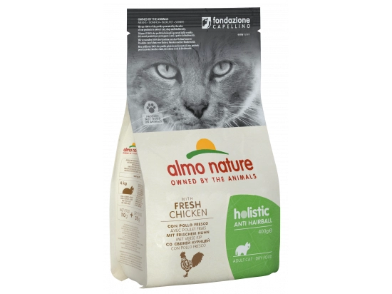 Фото - сухий корм Almo Nature Holistic ANTI HAIRBALL ADULT CAT WITH FRESH CHICKEN сухий корм для виведення шерсті у дорослих котів КУРКА