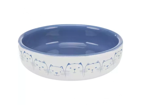 Фото - миски, поилки, фонтаны Trixie Ceramic Bowl керамическая миска для коротконосых кошек, голубой/белый (24770)