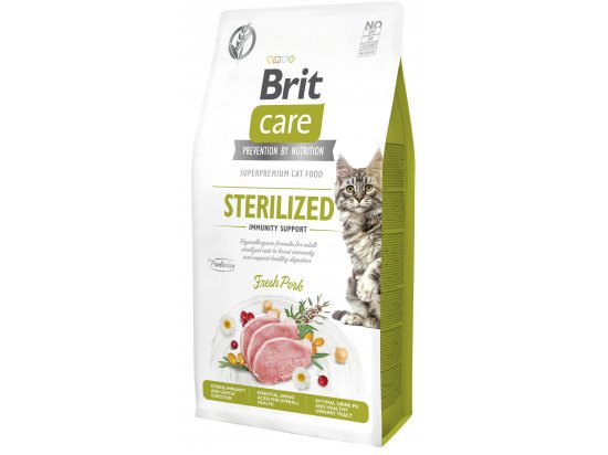 Фото - сухой корм Brit Care Cat Grain Free Sterilized Immunity Support Pork беззерновой корм для стерилизованных кошек с чувствительным пищеварением СВИНИНА