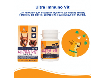 Фото 2 -  вітаміни та мінерали Modes Ultra Immuno Vit вітамінно-мінеральний комплекс для котів і собак