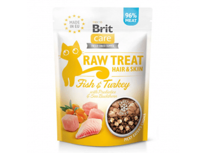 Фото - лакомства Brit Care Cat Raw Hair & Skin Freeze-dried Fish & Turkey лакомство для кожи и шерсти кошек РЫБА и ИНДЕЙКА