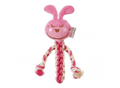 Фото 2 -  игрушки DoggyMan Cotton Rabbit жевательная игрушка с пищалкой для собак КРОЛИК С КАНАТОМ