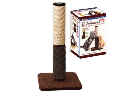 Фото - CattyMan Scratcher Massage Poll кігтеточка стовпчик для котів із масажною щіткою, коричневий/бежевий дряпалки, з будиночками CattyMan Scratcher Massage Poll кігтеточка стовпчик для котів із масажною щіткою, коричневий/бежевий