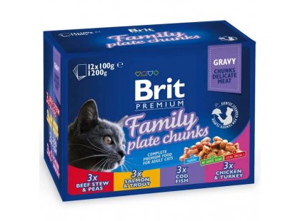 Фото - Brit Premium Cat Family Plate Chunks  консерви для кішок 4 смаку асорті вологий корм (консерви) Brit Premium Cat Family Plate Chunks  консерви для кішок 4 смаку асорті