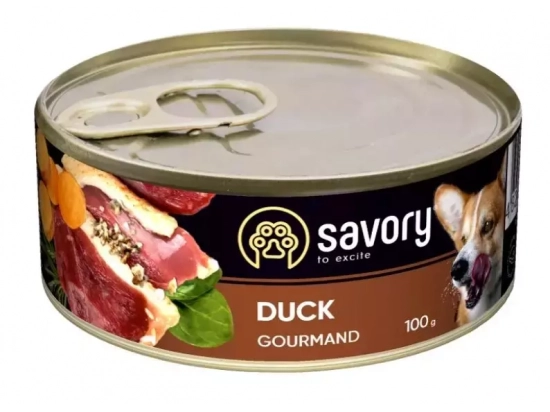 Фото - вологий корм (консерви) Savory (Сейворі) GOURMAND DUCK вологий корм для дорослих собак (качка)