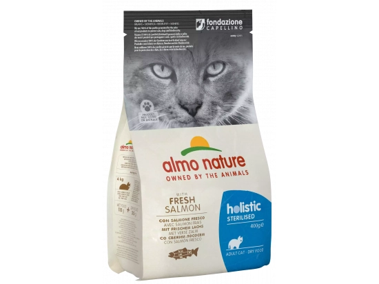 Фото - сухий корм Almo Nature Holistic STERILISED ADULT CAT WITH FRESH SALMON сухий корм для дорослих стерилізованих котів ЛОСОСЬ