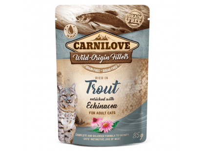 Фото - Carnilove Wild-Origin Fillets Cat Trout with Echinacea влажный корм для кошек ФОРЕЛЬ и ЭХИНАЦЕЯ влажный корм (консервы) Carnilove Wild-Origin Fillets Cat Trout with Echinacea влажный корм для кошек ФОРЕЛЬ и ЭХИНАЦЕЯ