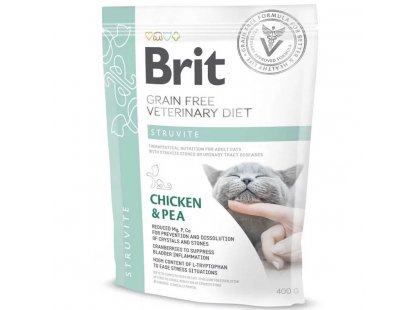 Фото - ветеринарні корми Brit Veterinary Diet Cat Grain Free Struvite Chicken & Pea сухий беззерновий сухий корм для кішок у разі сечокам'яної хвороби КУРКА та ГОРОХ