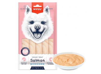 Фото - Wanpy (Ванпі) Creamy Lickable Treats Salmon&Chicken рідкі ласощі для собак ЛОСОСЬ ТА КУРКА ласощі Wanpy (Ванпі) Creamy Lickable Treats Salmon&Chicken рідкі ласощі для собак ЛОСОСЬ ТА КУРКА