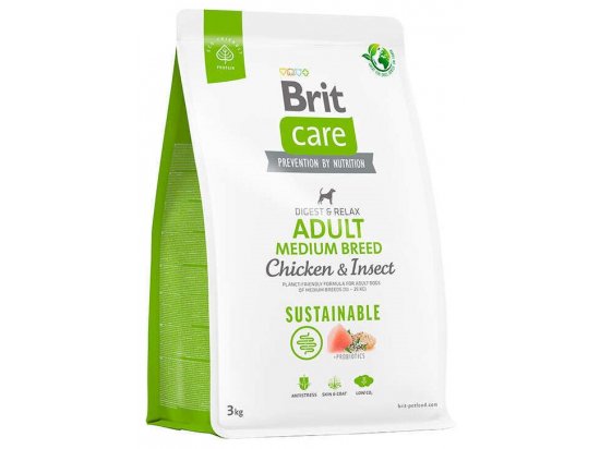 Фото - сухой корм Brit Care Dog Sustainable Adult Medium Breed Chicken & Insect сухой корм для собак средних пород КУРИЦА и НАСЕКОМЫЕ