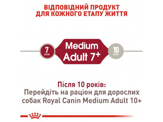 Фото - сухий корм Royal Canin MEDIUM ADULT 7+ (СОБАКИ СЕРЕДНІХ ПОРІД ЕДАЛТ 7+) корм для собак від 7 років