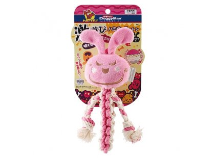 Фото 3 -  игрушки DoggyMan Cotton Rabbit жевательная игрушка с пищалкой для собак КРОЛИК С КАНАТОМ