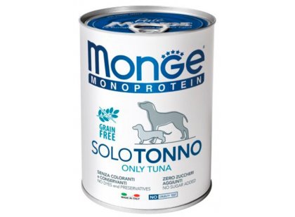 Фото - вологий корм (консерви) Monge Dog Monoprotein Adult Tuna монопротеїновий вологий корм для собак ТУНЕЦЬ, паштет